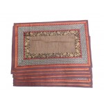 Indian Silk Table Runner with 6 Placemats & 6 Coaster in Brown Color Size 16x62